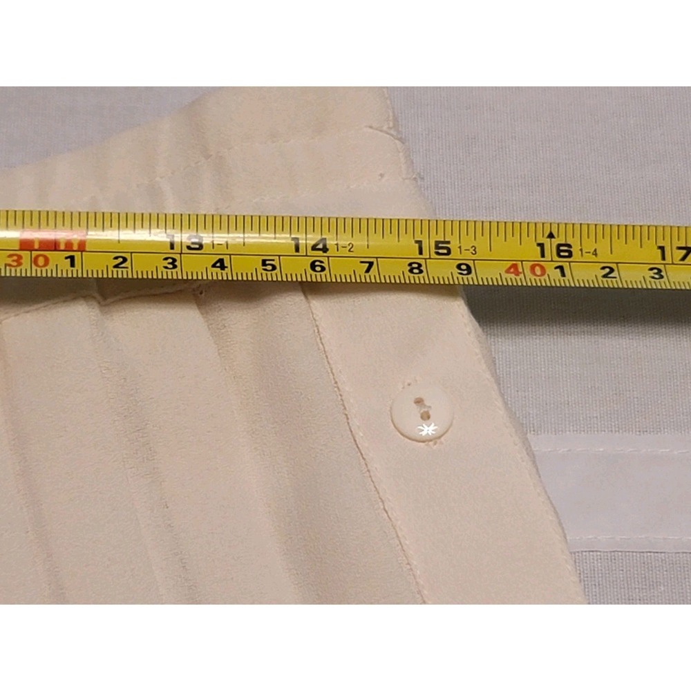 Vintage 90s Esprit Essentials Pleated Mini Skirt Ivory Cream Women's Medium - Picture 12 of 12